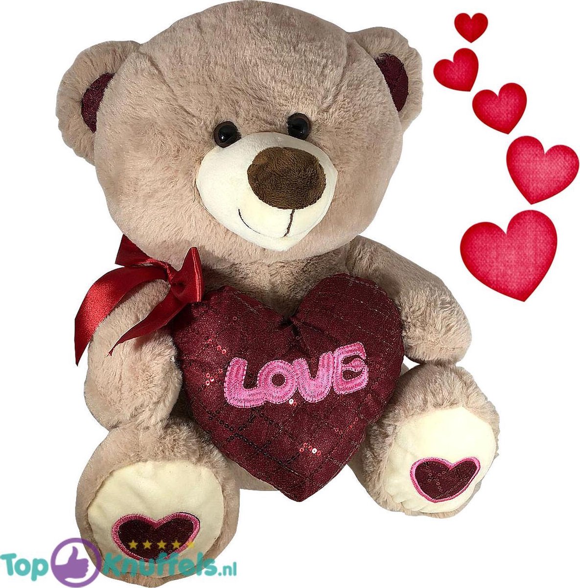 Teddybeer met hart ‘Love’ (Lichtgrijs) 32cm | Ik hou van jou / I Love you Knuffelbeer |Valentijnsdag cadeau | Love Teddy Beer